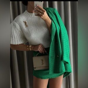 Zara Green Blazer & Skirt Set